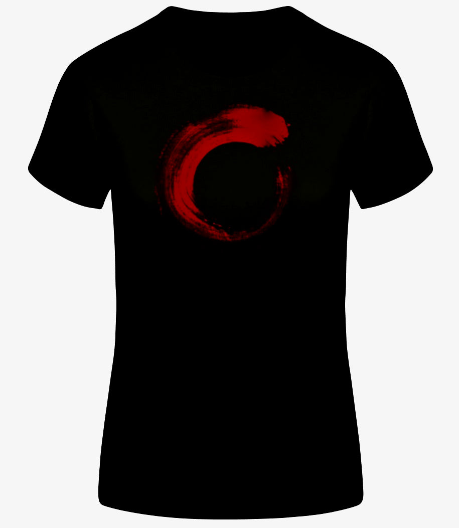 SHAN Red Circle Black T-Shirt Women