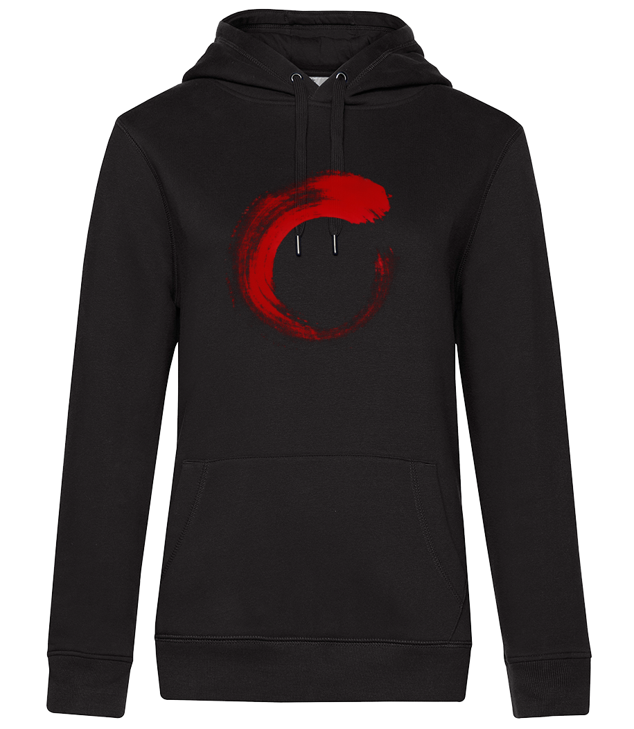 SHAN Red Circle Black Hoodie Women